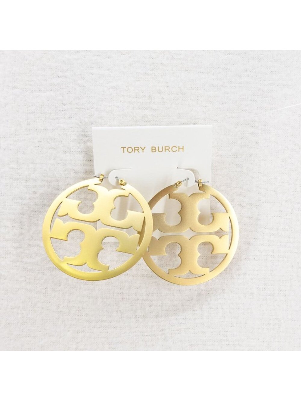 Tory Burch Miller Statement Logo Hoop Earrings Gold OS
